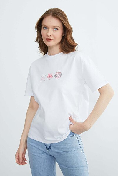 Fulla Moda Tricou casual cu decolteu rotund