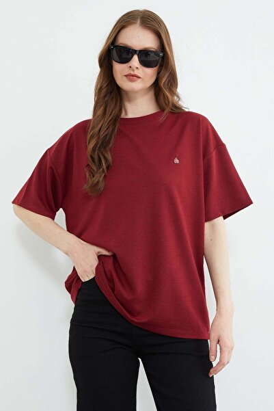 Fulla Moda Metal-Accented Crew Neck Oversized T-Shirt