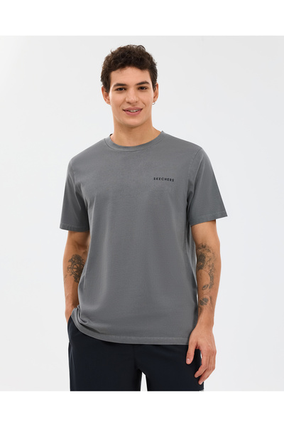 SKECHERS Organic Coll. M Short Sleeve T-Shirt Erkek Gri Tshirt S241166-1637