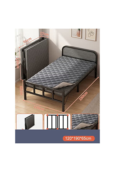 KEKE Portable Foldaway household Simple Bed companion with Ice Silk Mattress