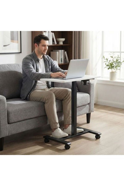 Selgot Birou mobil pentru laptop cu înălțime reglabilă 71,5–112 cm, dimensiun...