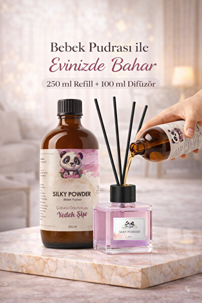 rosie Bebek Pudrası Çubuklu Oda Kokusu 250 ml Refil ve 100 ml Difüzör Şişe