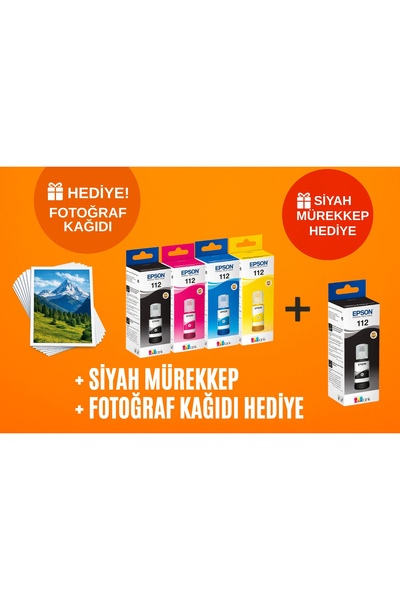 EPSON 112 Ecotank L6570 siyah Ve Renkli orjinal Mürekkep Kartuş Takımı