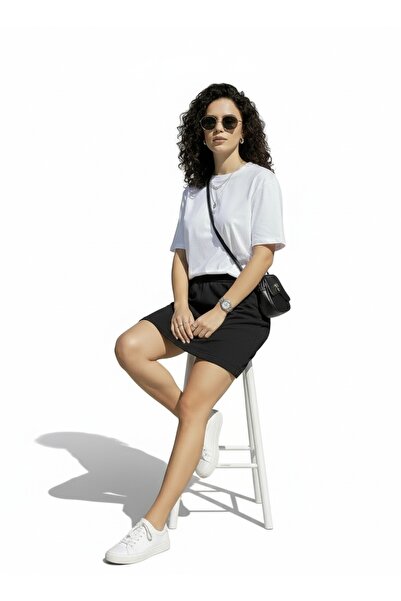 LYVEAN Three Thread Above Knee Combed Cotton Skirt