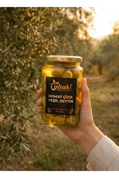 Taliaki Premium Food DOMAT ÇİZİK YEŞİL ZEYTİN XXL BOY 500 gr NET