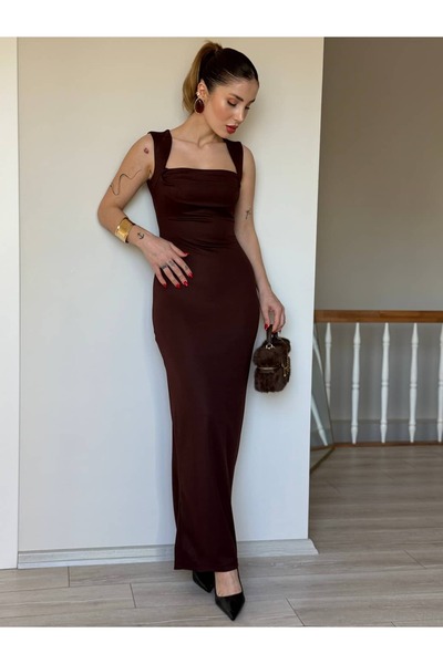 YK FASHION Kare Yaka Elbise