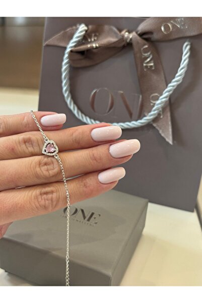 One Gold Hearts Pink Silver Bracelet