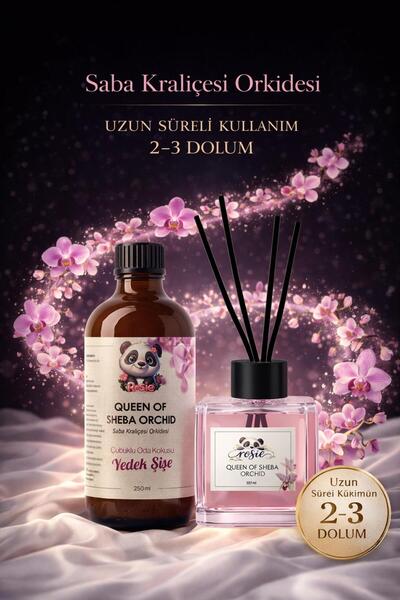 Rosie Saba Kraliçe Orkidesi Çubuklu Oda Kokusu 250 ml Refil ve 100 ml Difüzör Şişe