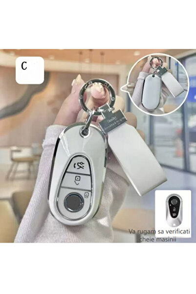 QGC Car key cover, elegant design, full protection, white color, for 3-button...
