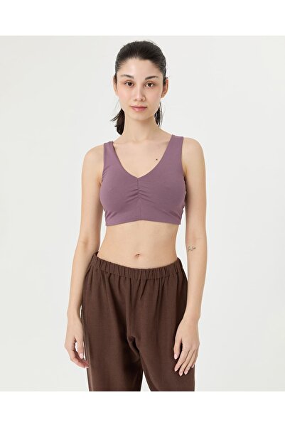Ayma Active Lila Ruched V-Neck Yoga Bra