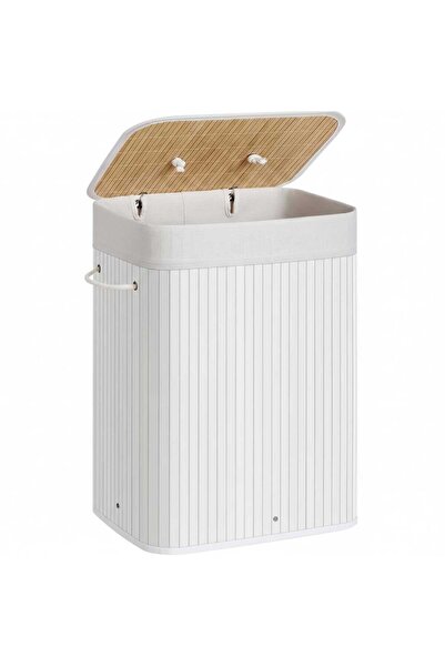 Grandia Coș de rufe din bambus , pliabil, cu căptușeală detașabilă, 72L, 40x3...