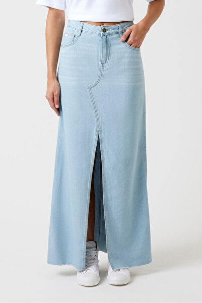 Guess Дамска дънкова пола с А-силует - ледено синьо