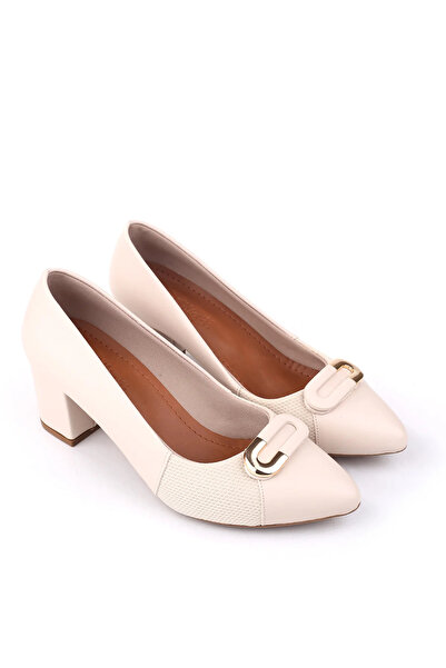 Walkenzo 943-2 Women's 6 cm Square Heeled Comfortable Shoes