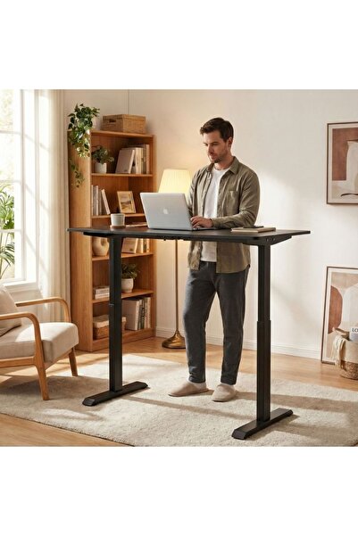 Selgot Electric Desk with Adjustable Height 76-121 cm, Size 140x70 cm, Black ...