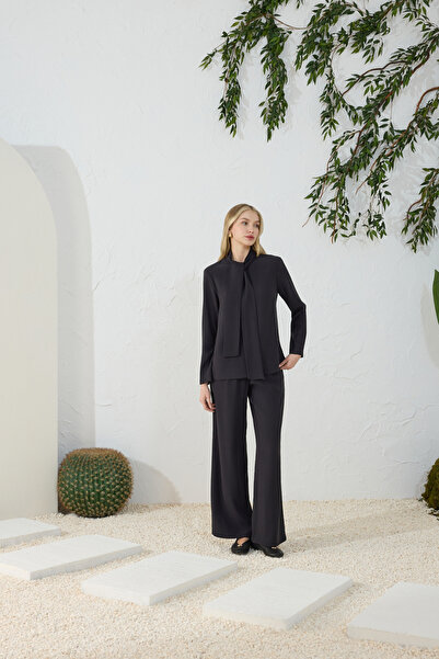 Aker Black Shawl Collar Blouse