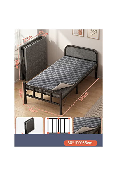 KEKE Portable Foldaway household Simple Bed companion with Ice Silk Mattress