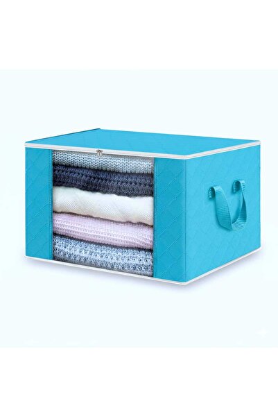 Grandia Clothes and linen storage box 105L blue with zipper 70x 50x 30 cm