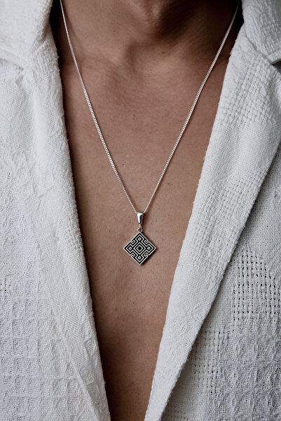 Ebrar Silver Gümüş Labirent Kolye 925 Ayar Gümüş Labirent Figürlü Unisex Kolye