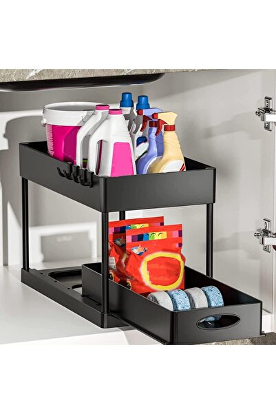 Arabest 2 Tier Cabinet Sink Organizers ,suitable for Bathroom Kitchen,black