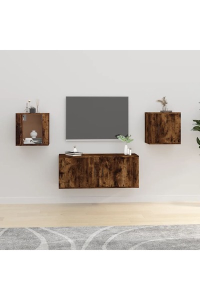 Concept Стенни ТВ шкафове 2 бр. пушен дъб 40x34.5x40см