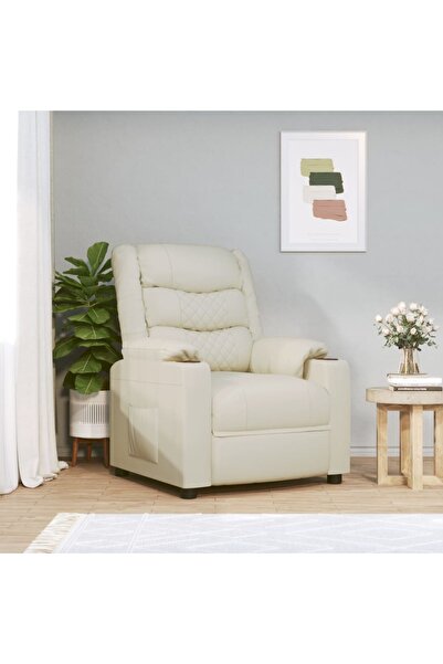 Concept Ηλεκτρική πολυθρόνα μασάζ, κρεμ, οικολογικό Δερμάτινο