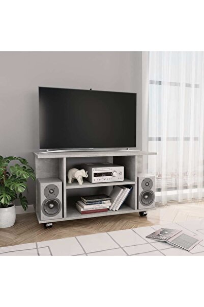 Concept Comodă TV cu rotile, gri beton, 80 x 40 x 40 cm, PAL