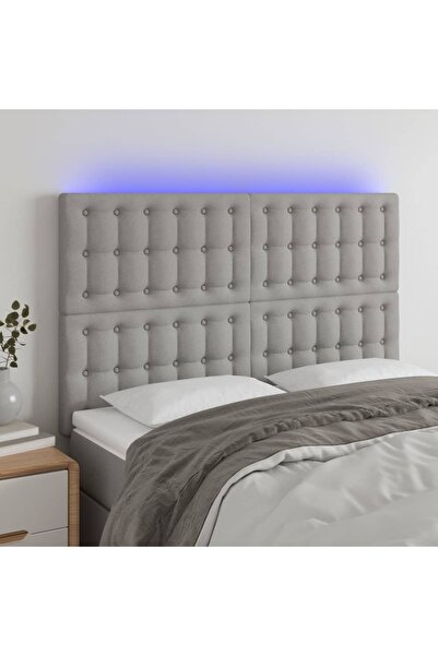 Concept Tăblie de pat cu LED, gri deschis, 144x5x118/128 cm, textil