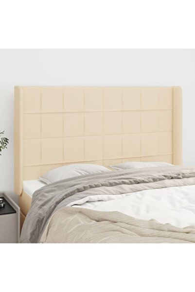 Concept Tăblie de pat cu aripioare, crem, 147x16x118/128 cm, textil