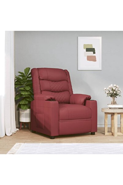 Concept Ηλεκτρική ανακλινόμενη πολυθρόνα, κόκκινο κρασί, οικολογικό Δερμάτινο