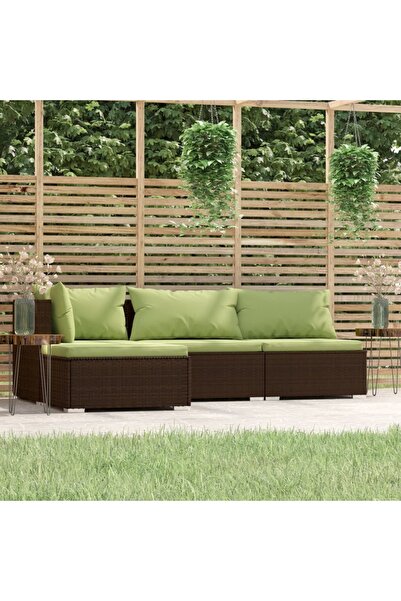 Concept Σετ επίπλων κήπου με μαξιλάρια, 4 τεμάχια, καφέ, πολυρατάν