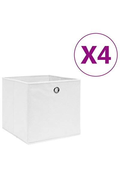 Concept Κουτιά αποθήκευσης, 4 τεμ., λευκό, 28x28x28 cm, μη υφασμένο ύφασμα