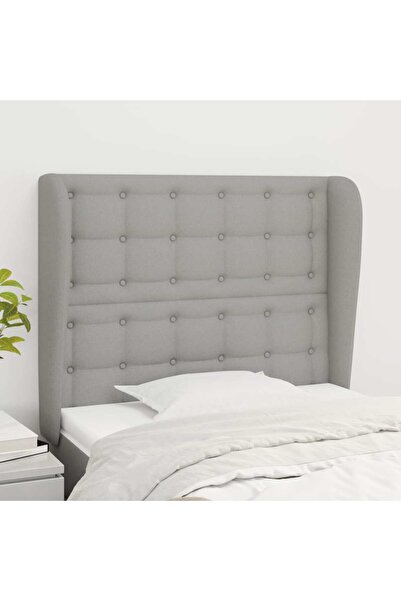 Concept Tăblie de pat cu aripioare gri deschis 93x23x118/128 cm textil