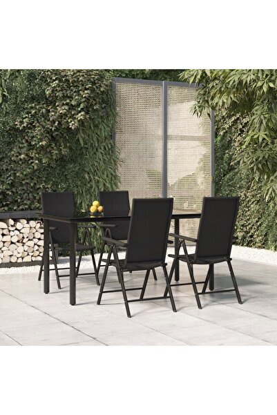 Concept Set mobilier de grădină, 5 piese, negru, poliratan