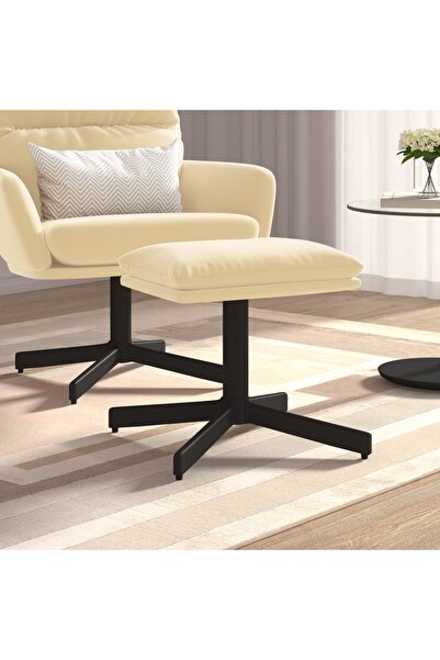 Concept Taburet, alb crem, 60x60x39 cm, catifea