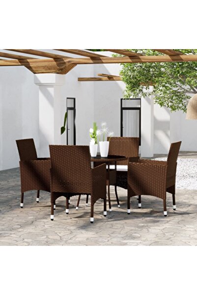 Concept Σετ επίπλων κήπου, 5 τεμάχια, καφέ, πολυρατάν