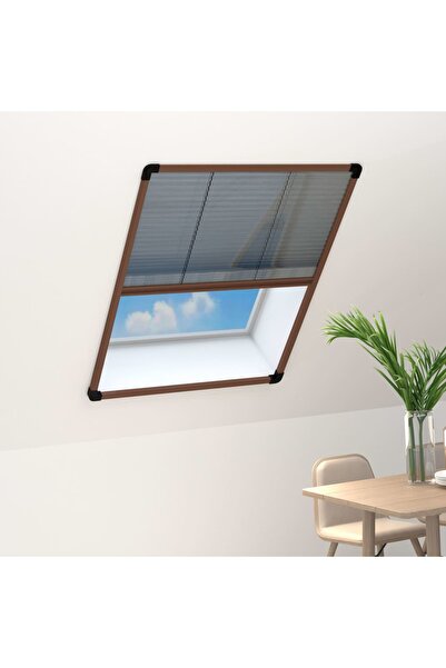 Concept Plasă insecte plisse pentru ferestre, maro, 80x120 cm, aluminiu