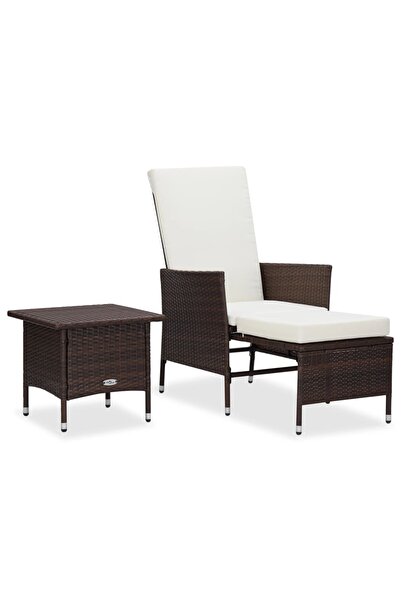 Concept Σετ επίπλων κήπου με μαξιλάρια, 2 τεμάχια, καφέ, πολυρατάν