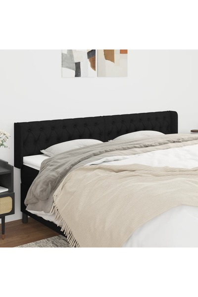 Concept Tăblie de pat cu aripioare negru 183x16x78/88 cm textil