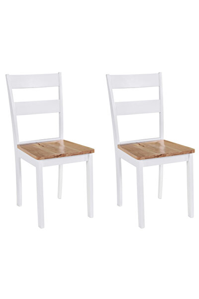 Concept Καρέκλες κουζίνας, 2 τεμ., λευκές, μασίφ ξύλο καουτσούκ