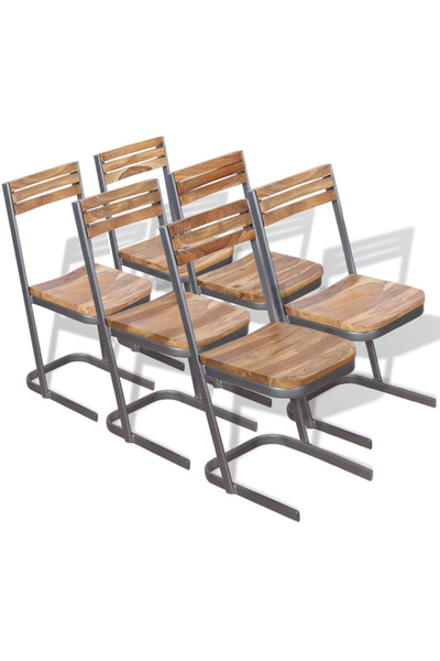 Concept Καρέκλες κουζίνας από μασίφ ξύλο τικ, 6 τεμάχια.