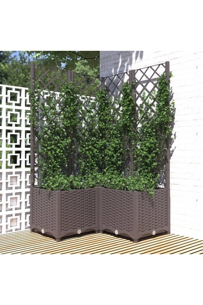Concept Γλάστρα κήπου με πέργκολα καφέ, 80x80x136 cm, PP