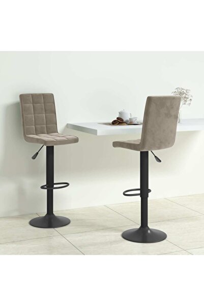 Concept Σκαμπό μπαρ, 2 τεμ., ανοιχτό γκρι, Βελούδο