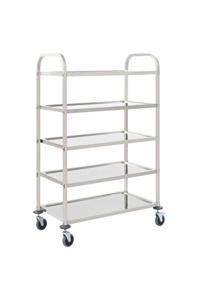 Concept Τροχήλατο τρόλεϊ κουζίνας 5 επιπέδων 107x55x147 cm από ανοξείδωτο ατσάλι