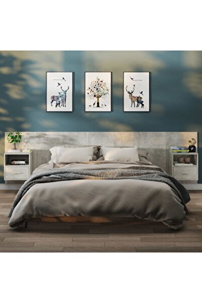 Concept Noptiere de perete, 2 buc., gri beton