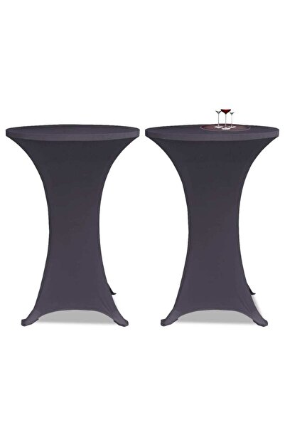 Concept Ελαστικό τραπεζομάντιλο, 2 τεμ., ανθρακί, 60 cm