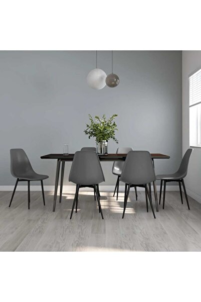 Concept Καρέκλες κουζίνας, 6 τεμ., γκρι, PP