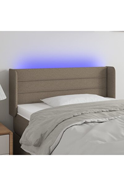 Concept Tăblie de pat cu LED, gri taupe, 83x16x78/88 cm, textil
