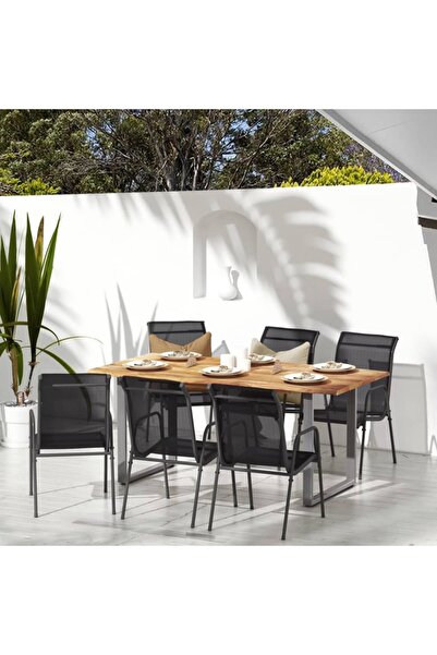 Concept Καρέκλες κήπου, 6 τεμ., μαύρες, ατσάλι και textilene