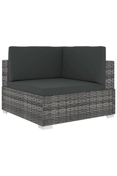 Concept Scaun modular de colț, 1 buc., gri, poliratan, cu perne