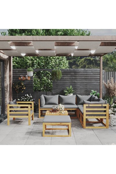 Concept Σετ επίπλων κήπου με μαξιλάρια, 8 τεμάχια, από μασίφ ξύλο ακακίας